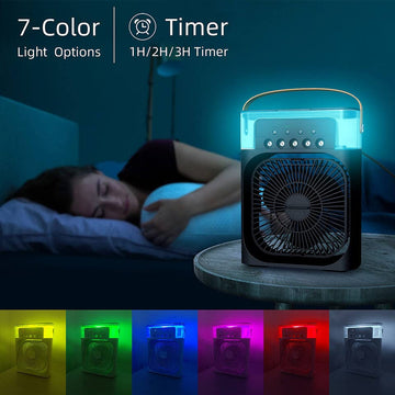 Ventilator 3 in 1, răcitor aer cu iluminare LED și pulverizare