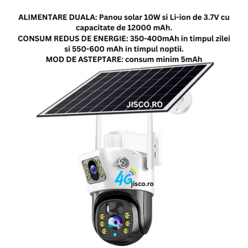 Camera 4G, 5 MP bidirectionala solara 4K cu microfon