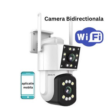 Camera 5MP Wireless dubla cu unghi de 365°, rezolutie HD, interfon vocal, vedere nocturna