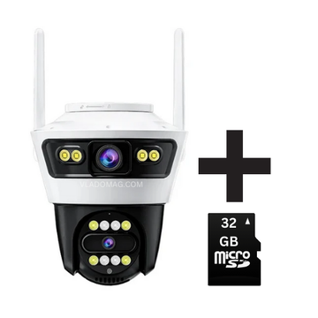Camera dubla 6MP Night Vision Wifi, Jortan Full HD 4K cu Alarma Integrata, Detectare Umana si Recunoastere Faciala