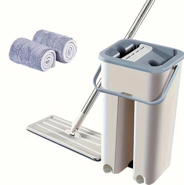 Mop profesional cu stoarcere automata, 2 cuve si 2 lavete din microfibra