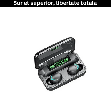 Casti de calitate superioară F9, Casti Bluetooth TWS Negre