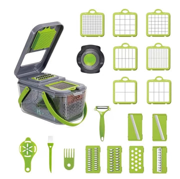 Set razatoare cu 22 de piese, cu lame din otel inoxidabil, accesorii pentru taiat si feliat