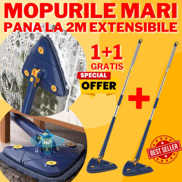 Set 2 x Mop multifunctional triunghiular cu 2 lavete incluse