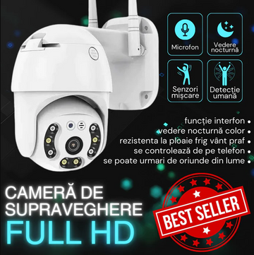 Camera 5MP supraveghere WIFI, conectare telefon, FULL HD, vedere color noaptea, Micro SD, Rotire 360, detectie forma umana