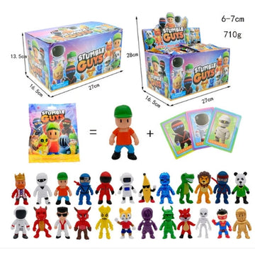 Set 24 plicuri Stumble Guys, cu figurine si cartonase surpriza, 7 cm, Mistery Box