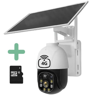 Camera 8 MP 4G de Supraveghere Solara, Cartela SIM, Zoom 10X, Full HD 1080p, Card 64GB inclus, Panou Solar 9W Rezistenta La Apa IP 66