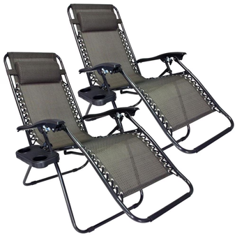 Set 2 Sezlong Zero Gravitație – Relaxare Premium cu Tetieră și Suport Bauturi