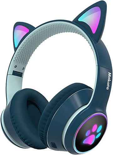 Casti Bluetooth 5.0 pliabile pentru gaming, urechi de pisica cu lumina LED