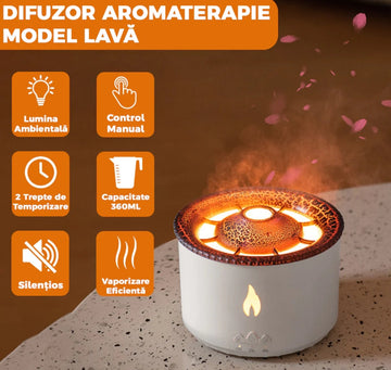 Difuzor aromaterapie Design Lava, Iluminare LED