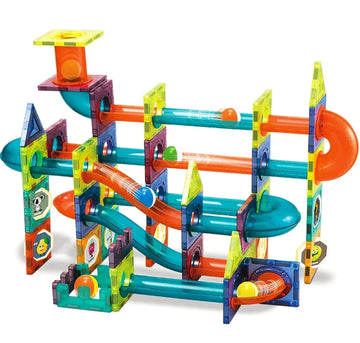 Set 96 piese magnetice, constructie traseu cu bile